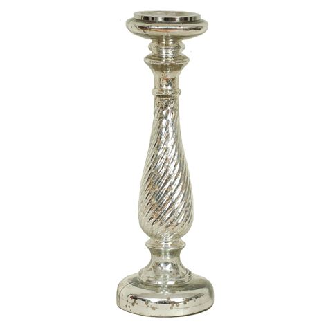 Silver Mercury Glass Pillar Candle Holder 18 In At Home At Home