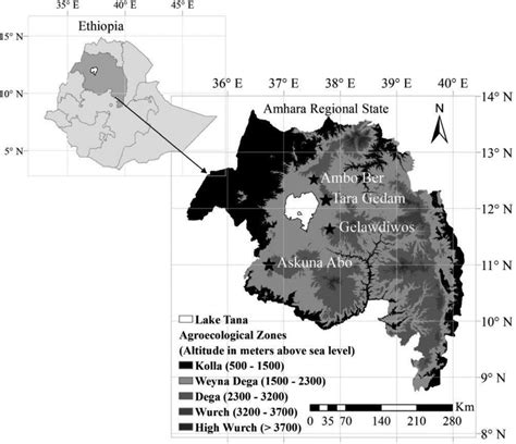 Map Of Amhara Region In Ethiopia Showing Agro Ecological Zones And The