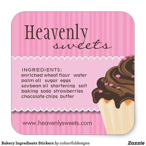 Bakery Ingredients Stickers Bakery Ingredient Labels