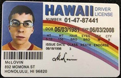 Mclovin Superbad Novelty Driving License Id Card Replica