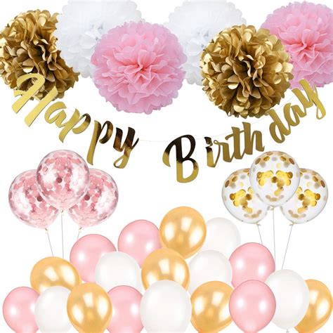Buy Birthday Decoration Happy Birthday Banner Tissue Flower Confetti Balloons For 16th 18th