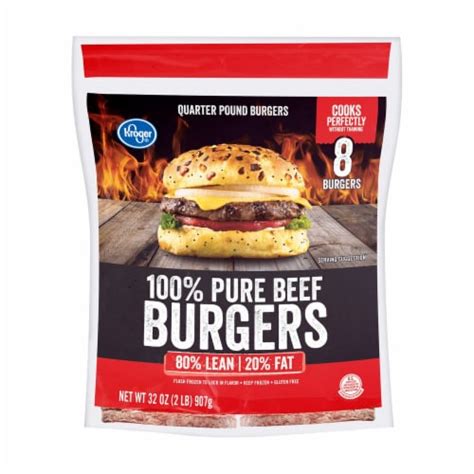 Kroger® 100 Pure Ground Beef Quarter Pound Burgers 8 Ct 2 Lb Fred