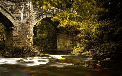 Desktop Wallpaper River Stone Bridge Old Bridge Nature Hd Image