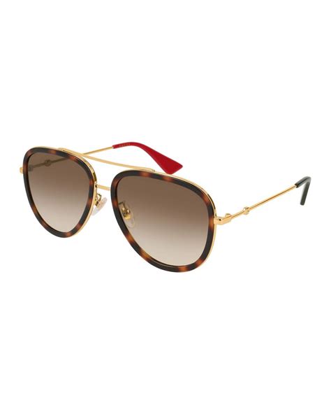 Gucci Metal Gradient Aviator Sunglasses In Gold Metallic Lyst