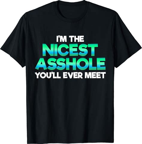 I M The Nicest Asshole You Ll Ever Meet Sarcastic Sexy T T Shirt Clothing