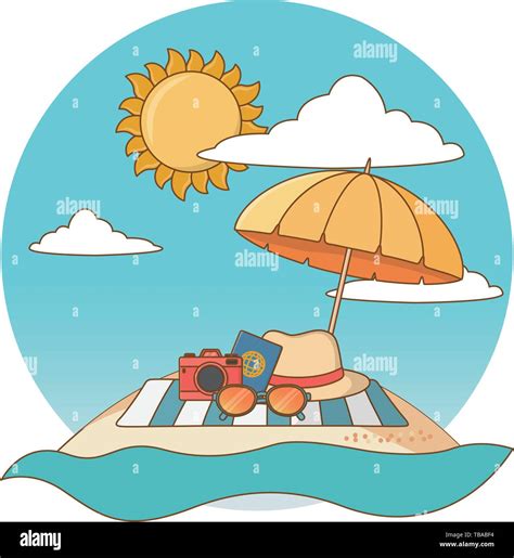 Summer Vacation Holidays Leisure Beach Travel Objects Over Towel Under