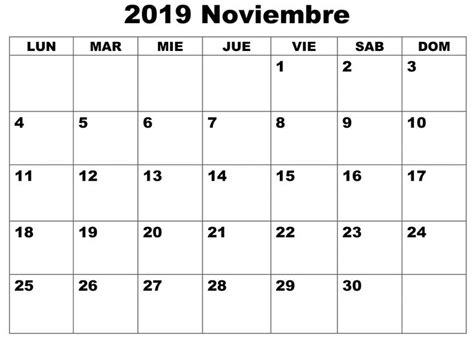 Calendario 2019 Noviembre Word Calendario Noviembre Descargar