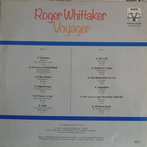 Lp Roger Whittaker Voyager In Nordrhein Westfalen Herne Ebay