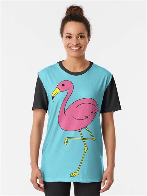 Kate Munns Pink And Teal Flamingo Graphic T Shirt By Katemunns