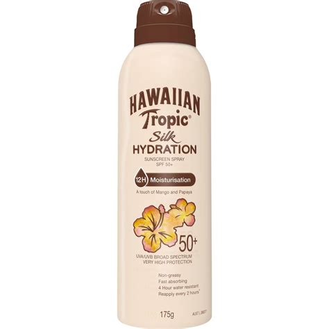 Hawaiian Tropic Tropic Silk Hydration Sunscreen Spray Spf 50 175g Woolworths