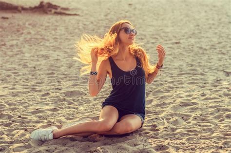 Redhead Woman On A Beach Stock Image Image Of Happy 115141747