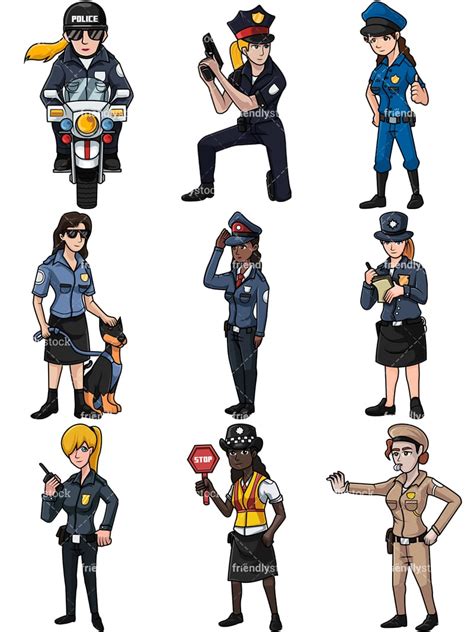 female police officers collection no2 cartoon vector clipart friendlystock