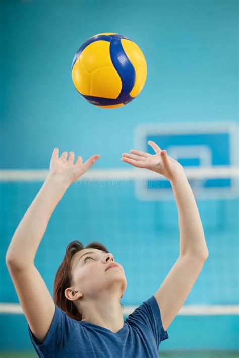 Young Girl Learning Fundamental Skills To Play Volleyball Stock Image Image Of Fundamental