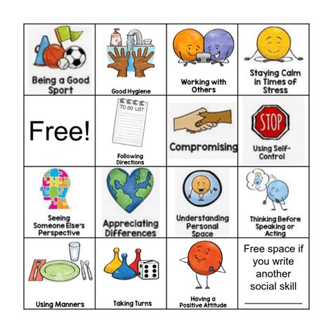 Social Skills Bingo Card