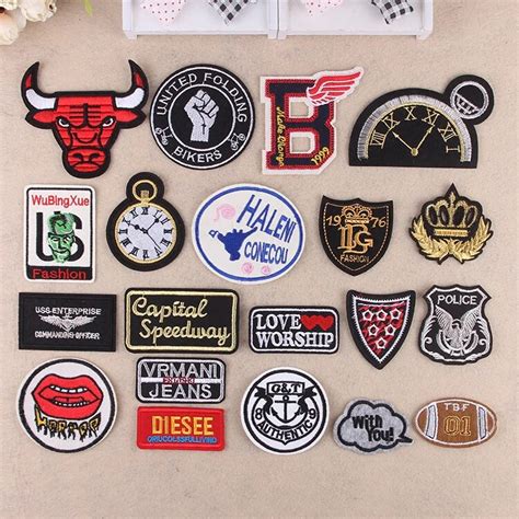 free shipping 20pcs fashion iron on patch brand logo patch embroidered appliques cloth