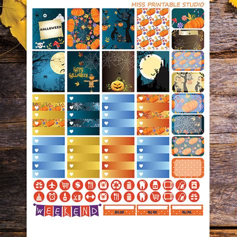 Halloween October Monthly Kit Printable Planner Stickers For Etsy