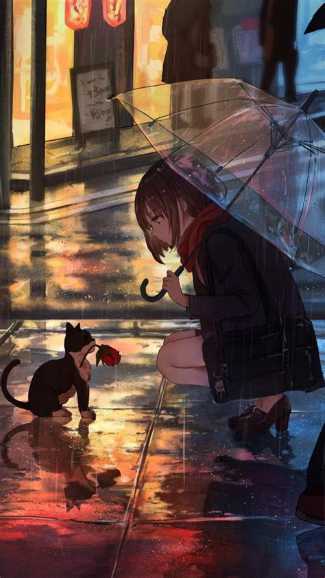 Rainy Day Anime Neko Art Anime Manga Anime Girl Anime Girl Drawings