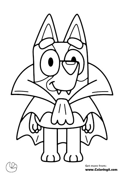 Bluey Halloween Coloring Pages Free Printable Sheets