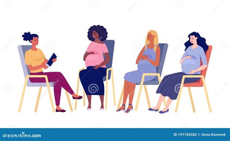 Group Of Psychological Support For Pregnant Women Stock Vector