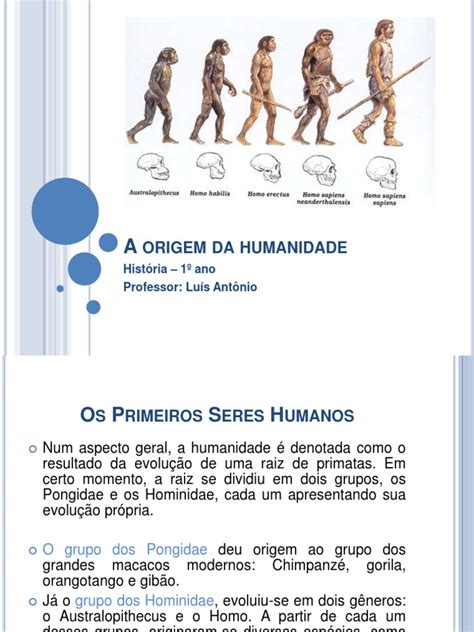 A Origem Da Humanidade 1º Ano Homo Paleolítico
