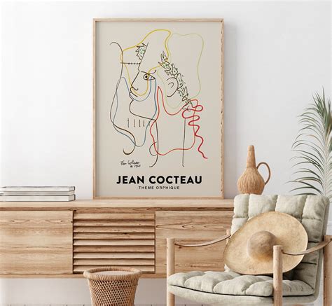 Jean Cocteau Exhibition Poster Vintage Museum French Abstract Etsy