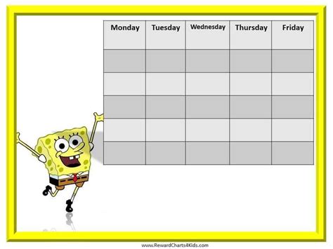 Spongebob Reward Chart