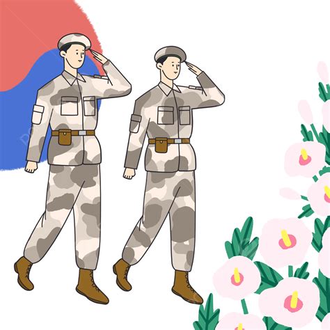 Simples Desenho Animado Coreano Militar De Ação De Graças Png Coréia