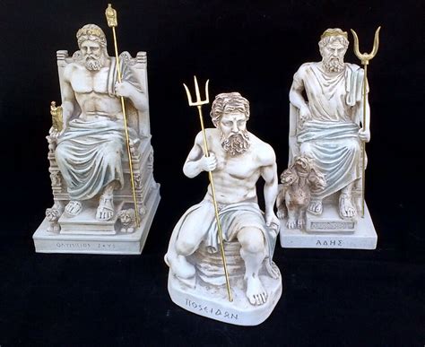 Zeus Hades Poseidon Sculptures Ancient Greek God Brothers Statues EBay
