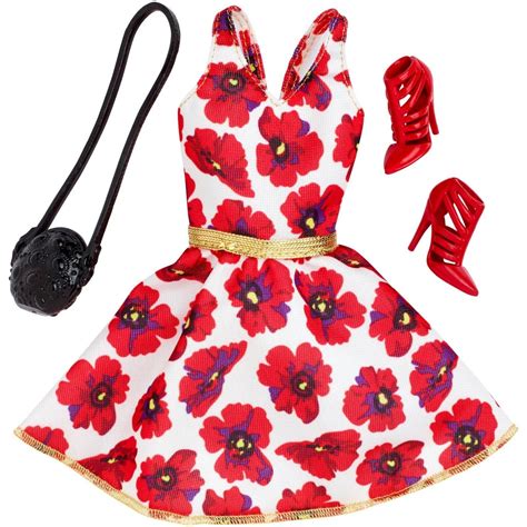 New 2016 Barbie Complete Look Fashion Pack White Red Poppy Dress
