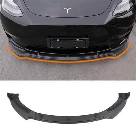 Fit Tesla Model Y Front Bumper Lip Spoiler Kit Matte Carbon Pattern
