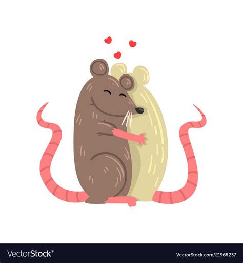 couple of mice in love embracing each other two vector image