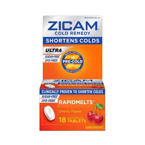 Zicam Ultra Cold Remedy Rapidmelts Cherry Flavor 18 Quick Dissolve Tablets