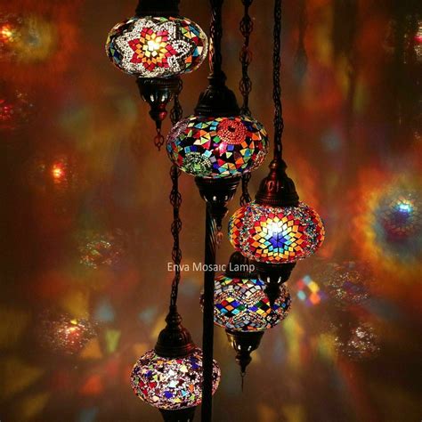 Turkish Moroccan Glass Mosaic Multicolour Tiffany Floor Lamp Light