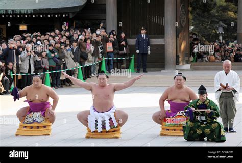 Jan 6 2011 Tokyo Japan Yokozuna Sumo Grand Champion Hakuho 2l Performs The Ring