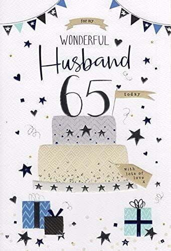 Icg Husband 65th Birthday Card Silver Cake Bunting Presents And Stars
