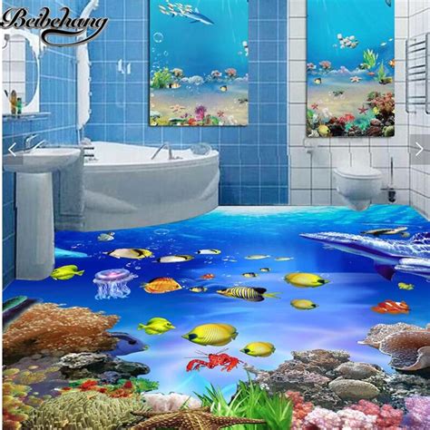 Beibehang Large Custom 3d Self Adhesive Waterproof Floor Stickers Sea