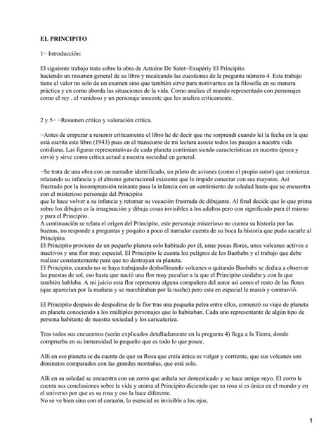 Al final del cuento el aviador se pregunta si el principito volvió a su planeta, con su rosa y el cordero. EL PRINCIPITO 1− Introducción: