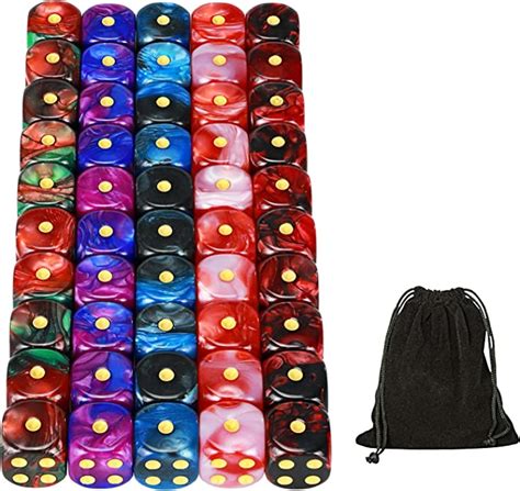 Youshares 50 Pack D6 Game Dice Set With Pouch 16mm Two