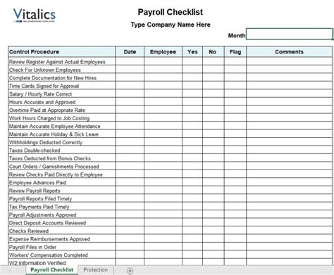 Payroll Checklist Template Download From Vitalics