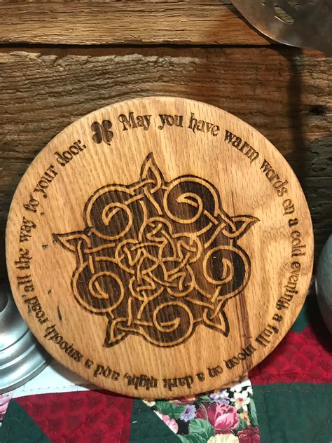 Ready To Ship Handmade Wooden Trivet With Engraved Celtic Medallion