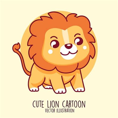 Premium Vector Cartoon Lion Character And Baby Lion Animal Vector