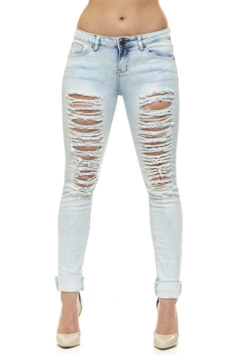 Vipjeans Ripped Distressed Skinny Mid Rise Washed Jeans For Women 5