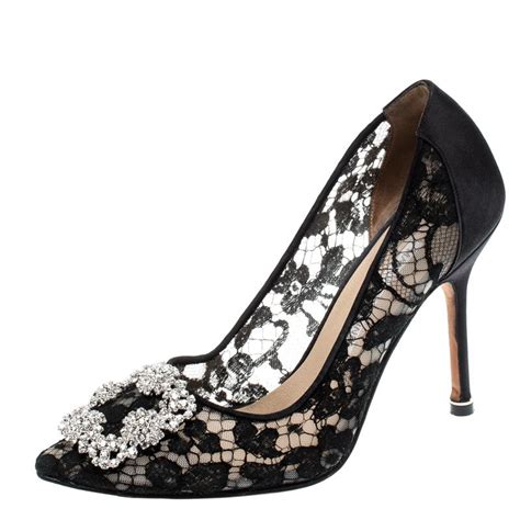 Manolo Blahnik Hangisi Lace Pumps In Black Save 49 Lyst