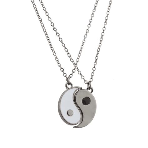 Lux Accessories Gunmetal And White Yin Yang Peace One With All Bff Best