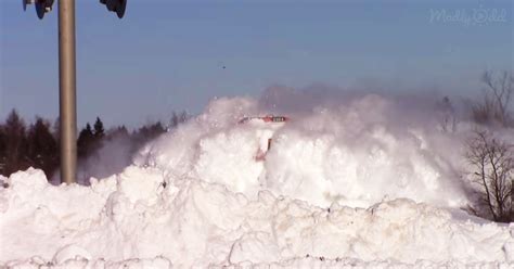 Speeding Train Slams Into Huge Wall Of Snow As Man Captures Everything