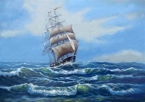 Ship Sea Oil Paintings Landscape Art Framer An Online Custom Framing Company