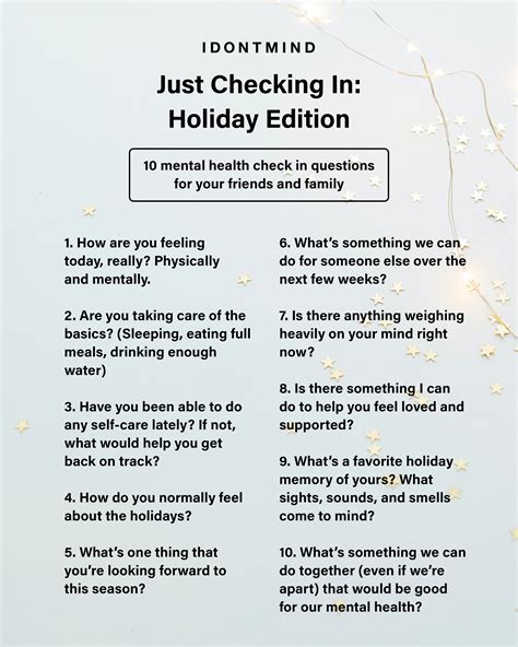 Mental Health Check In Questions For The Holidays Idontmind