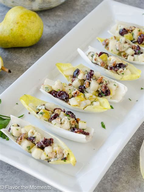 Endive Salad Bites With Pears Blue Cheese And Pecans Flavor The Moments