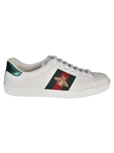 Ace Watersnake Trimmed Embroidered Leather Sneakers In 9064 White