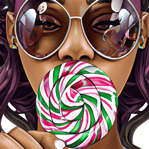 Black Girl In Aviator Sunglasses Sucking On A Lollipop · Creative Fabrica